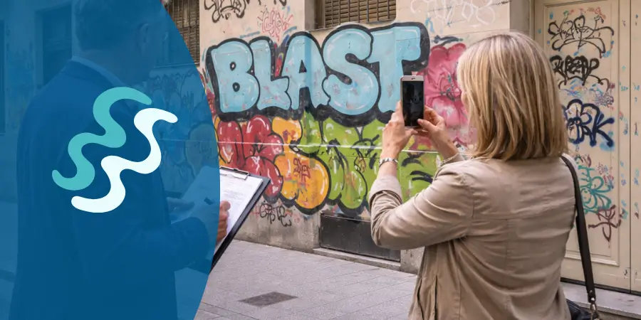 pintadas en la fachada comunidad de vecinos